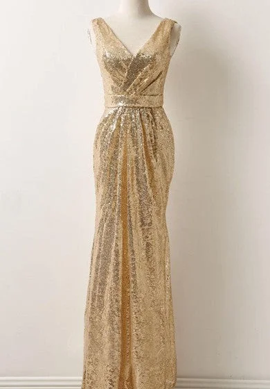 Sleeveless Dress Plus SizeV-Neck Sleeveless Sequins Dress With Draping