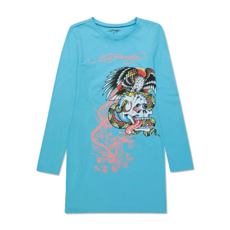 Full-Length Long Sleeves Formal GownBattle Skull Baby Tee Long Sleeve Dress