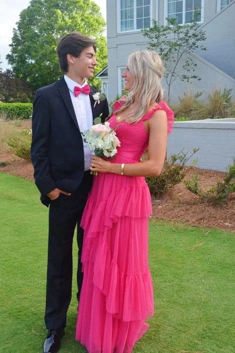 prom dress inspiration galleriesLong Fuchsia Tulle Prom Dresses gh2796