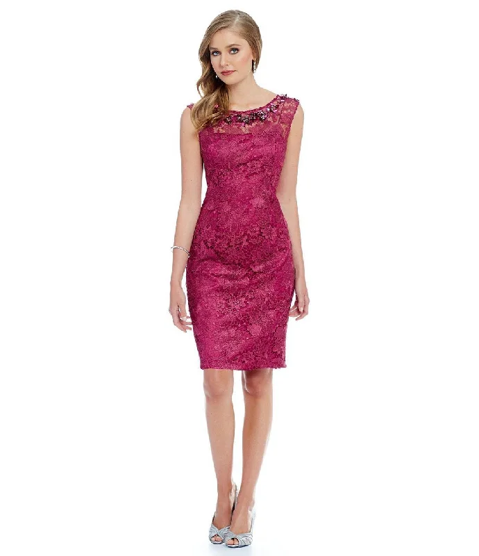 Sleeveless Dress In LaceAdrianna Papell - 81925540SC Sleeveless Bateau Laced Sheath Dress