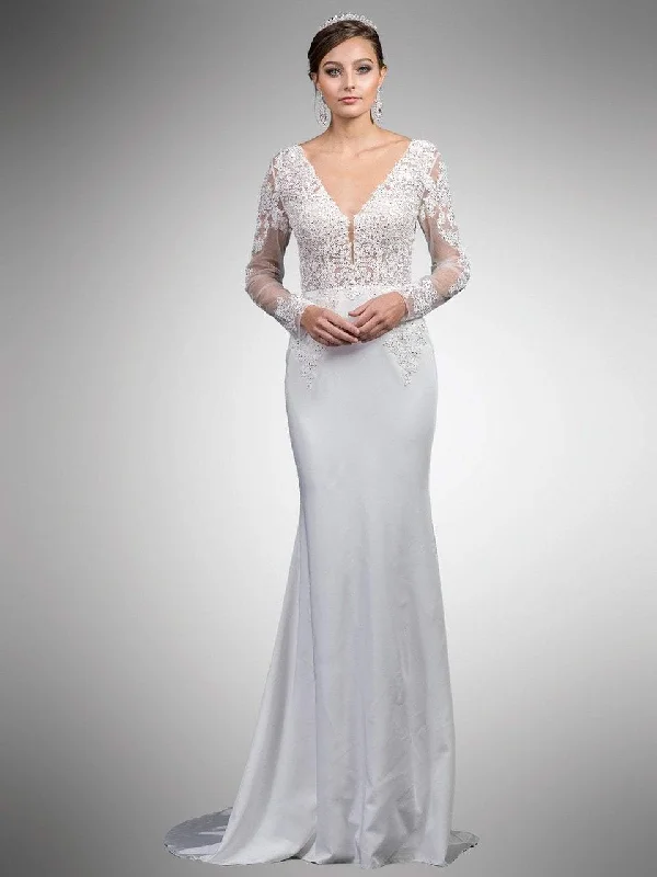 Flowing Maxi Long Sleeves DressDancing Queen Bridal 52 - Long Sleeve Lace Bridal Dress