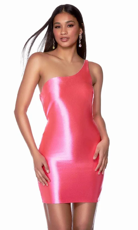 homecoming party dressesAlyce Paris 4705 - Cutout Back Satin Homecoming Dress