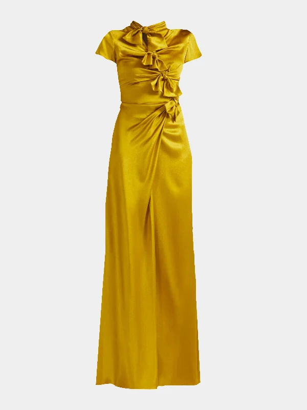 maxi dresses with cold-shoulder cutsKelly Long Dress in Gold