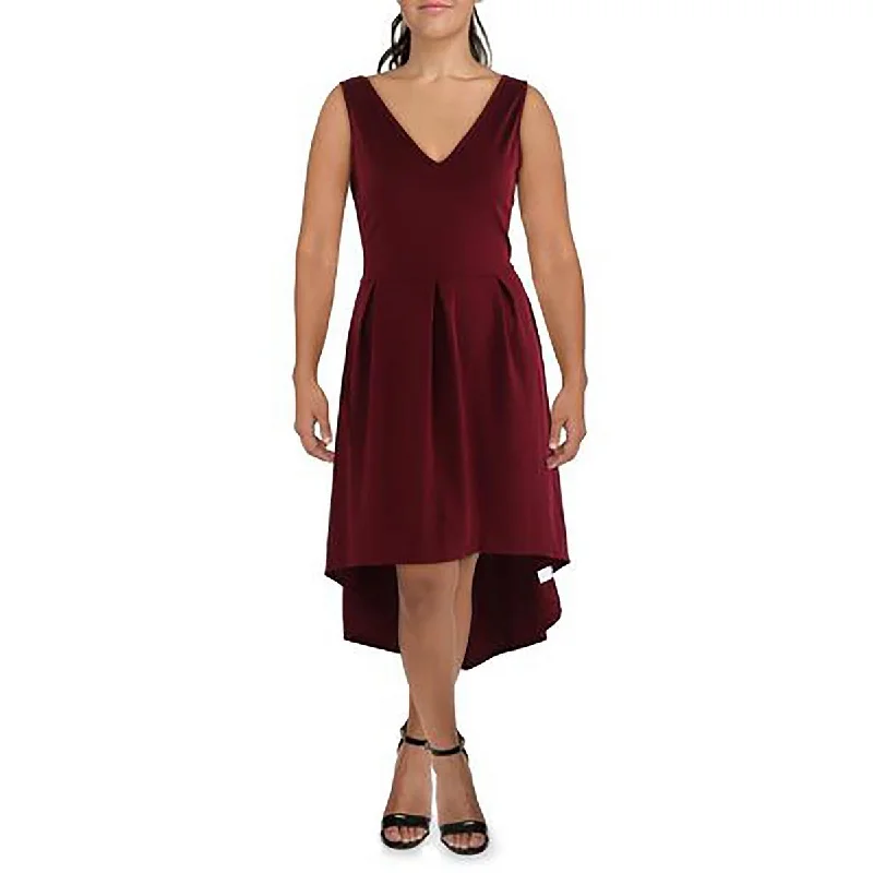 Sleeveless Dress With Off-The-Shoulder24seven Comfort Apparel Womens Plus Knit Sleeveless Fit & Flare Dress