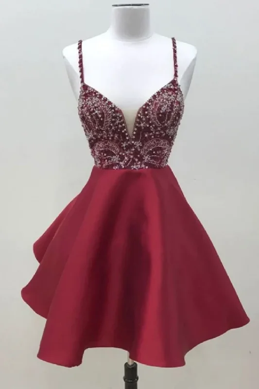 short party dressesSpaghetti Straps Short Homecoming Dress gh883