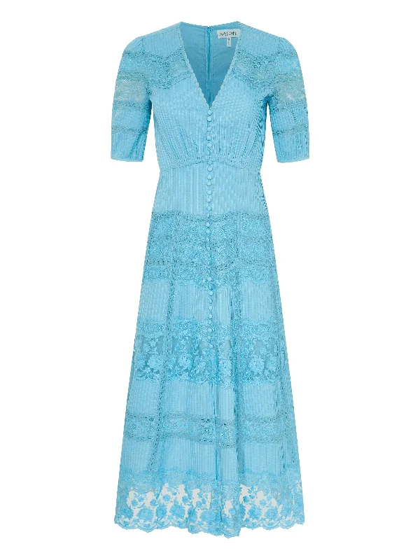 maxi dresses with long sleevesLea Long Lace Dress in Cloud Blue