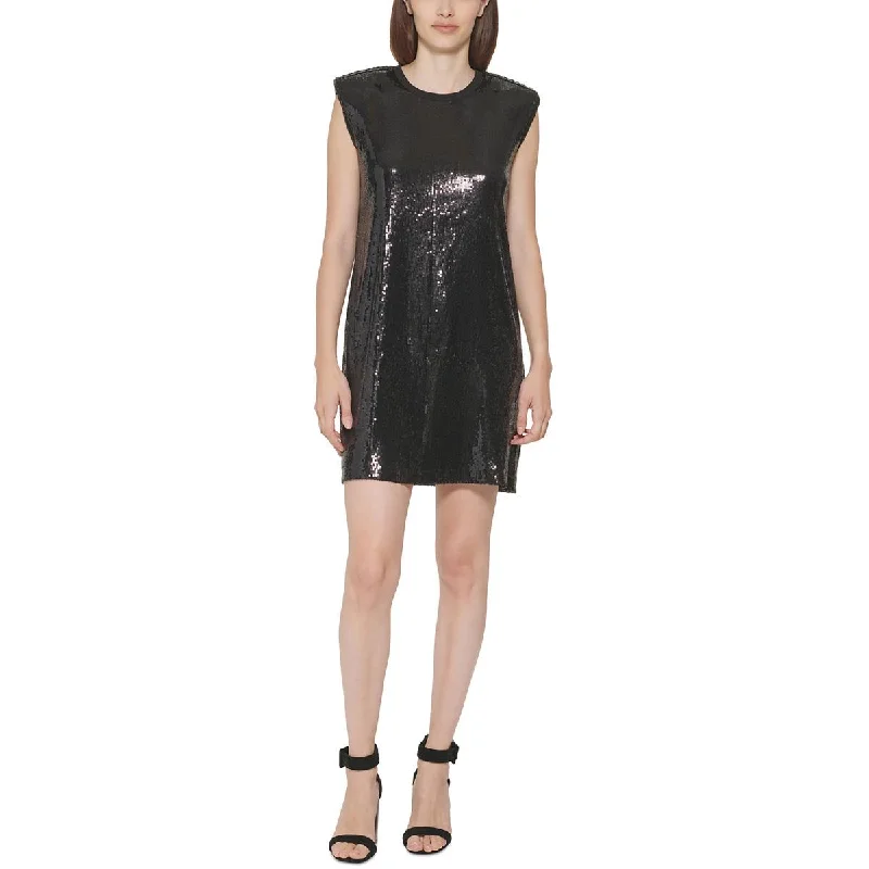 Sleeveless Dress FlaredCalvin Klein Womens Sequined Sleeveless Shift Dress