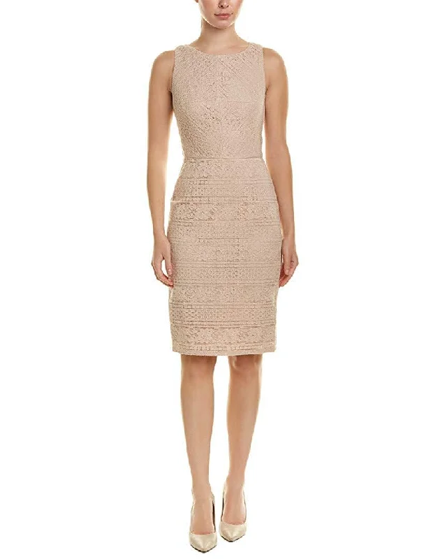 Sleeveless Dress With Cross-Back StrapsAdrianna Papell - Sleeveless Boat Neck Lace Dress AP1D102384SC