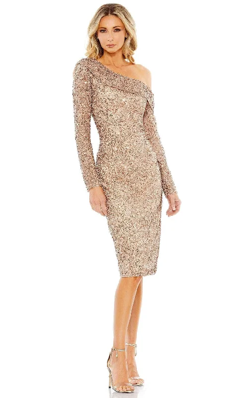 Fuzzy Wool Long Sleeves DressMac Duggal 5595 - Long Sleeve One Shoulder Dress