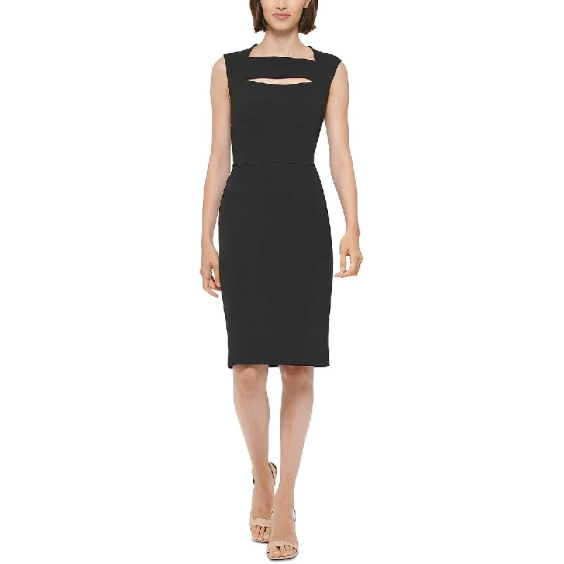 Sleeveless Dress For BeachCalvin Klein Womens Cut-Out Sleeveless Sheath Dress