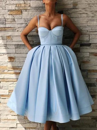 prom party dressesSpaghetti-Straps Sweetheart Knee-Length Homecoming Dress gh796