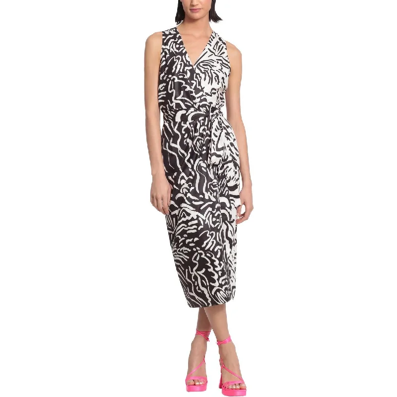 Sleeveless Dress With PocketsDonna Morgan Womens Printed Sleeveless Wrap Dress