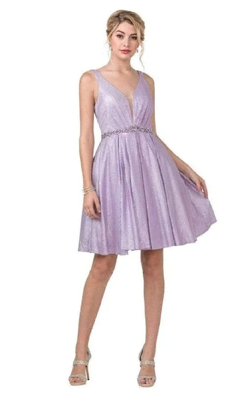 Sleeveless Dress For WeddingTrevi Collection - S2337 Sleeveless Glitter Embellished Cocktail Dress