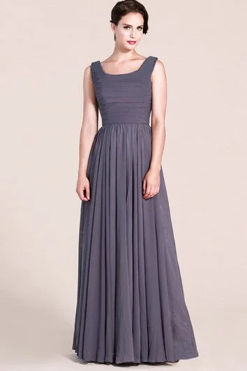 Sleeveless Dress With Low CutCharming Sleeveless A-line Pleated Chiffon Dress