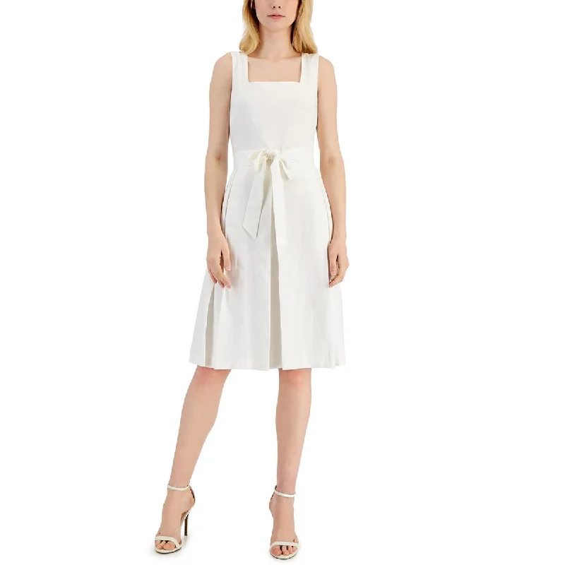 Sleeveless Dress For SummerAnne Klein Womens Sleeveless Linen Fit & Flare Dress