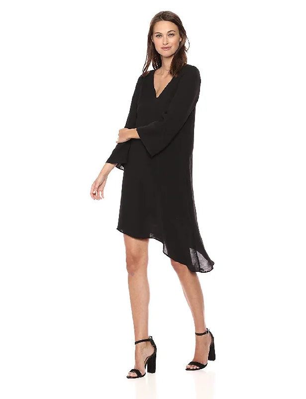 Fashionable Satin Long Sleeves DressAdrianna Papell - Long Sleeve Asymmetric Hem Crepe Dress AP1D102336SC