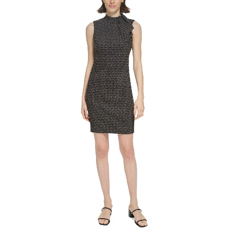 Sleeveless Dress With Balloon Sleeves (detachable)Calvin Klein Womens Petites Sleeveless Jacquard Sheath Dress