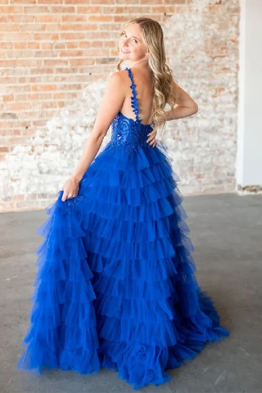 glamorous prom dressesLayers Floral Tulle A-line Long Prom Dress gh2778