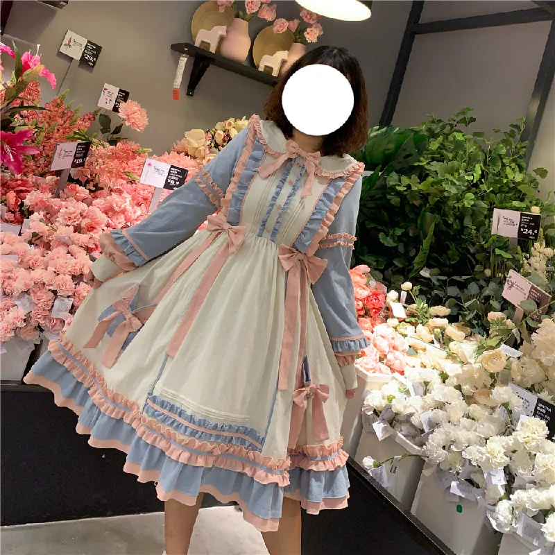 Fashionable Long Sleeves A-Line DressNiu Niu~Plus Size Lolita Dress Oversized OP Long Sleeve