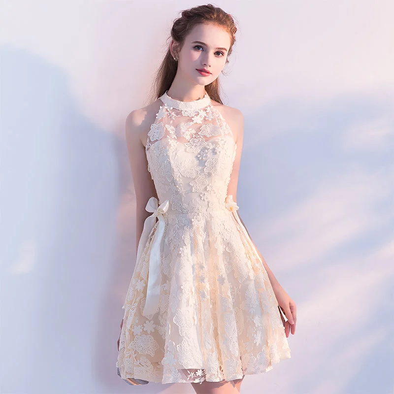 bespoke prom dressesCute lace short prom dress homecoming dress  8307