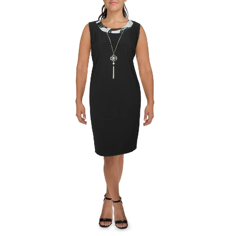 Sleeveless Dress With RufflesR&M Richards Womens Plus Knit Sleeveless Sheath Dress