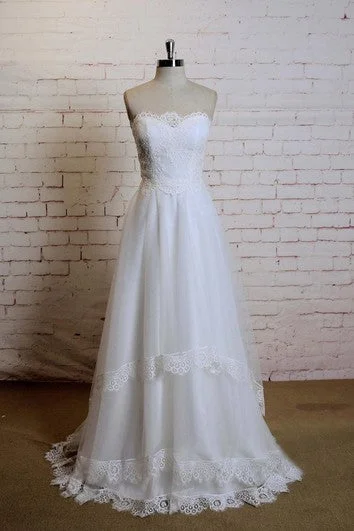 Sleeveless Dress In KnitSweetheart Sleeveless A-Line Tulle Dress With Lace Edging