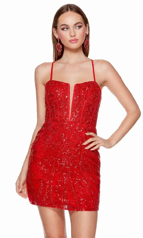 midi party dressesAlyce Paris 4617 - Corset Lace Homecoming Dress