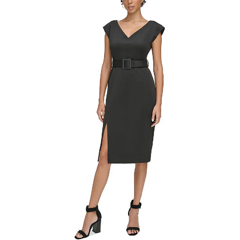 Sleeveless Dress With Halter NeckCalvin Klein Womens Knit Sleeveless Sheath Dress