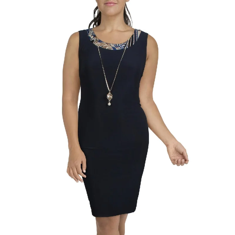 Sleeveless Dress With ButtonsR&M Richards Womens Knit Sleeveless Sheath Dress