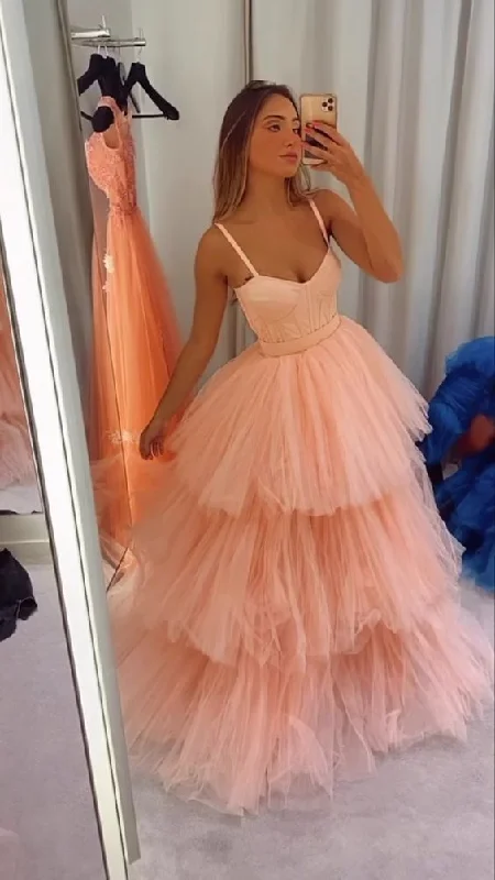 two-piece prom dressesLong Tulle Dress, Tulle Prom Dresses, Formal Prom Dress gh2901