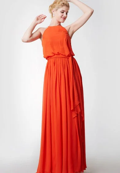 Sleeveless Dress BohemianSleeveless Pleated High Neck Chiffon Dress With Sash