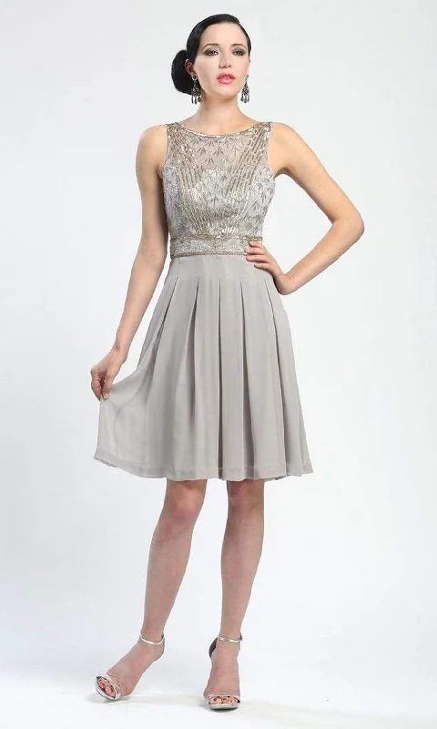 Sleeveless Dress In KnitSue Wong - N4216SC Sleeveless Embellished Pleated Short Dress