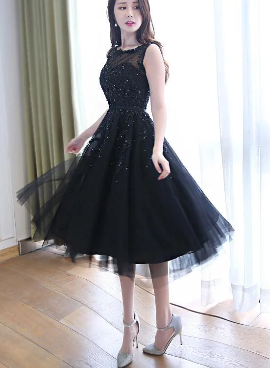 mid-length prom dressesBeautiful Navy Blue Homecoming Dresses, Lovely Short Prom Dress gh586