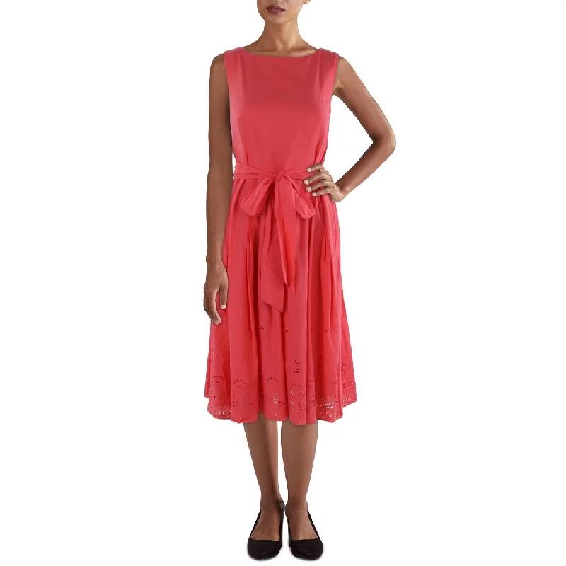 Sleeveless Dress With Mermaid TailAnne Klein Womens Eyelet Trim Sleeveless Fit & Flare Dress