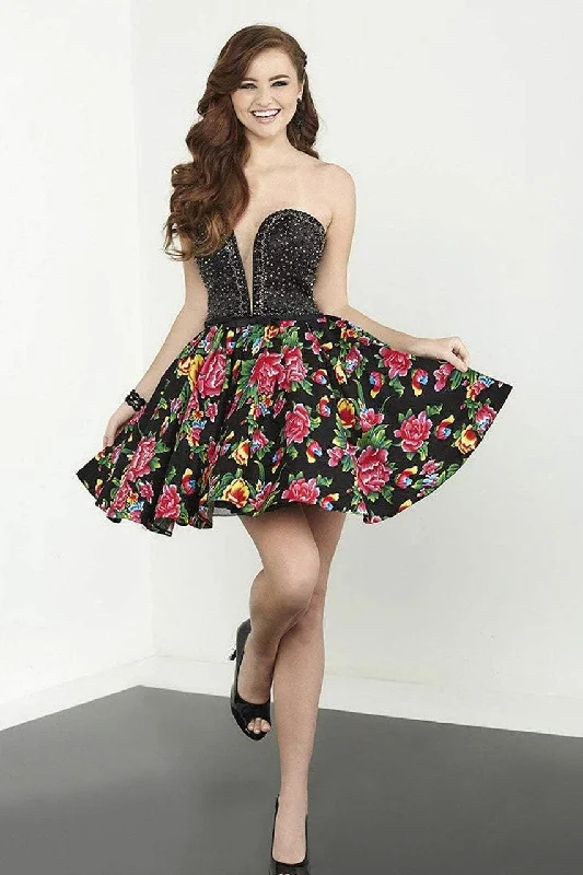 bohemian party dressesTiffany Homecoming - 27083SC Sweetheart Floral Short Dress