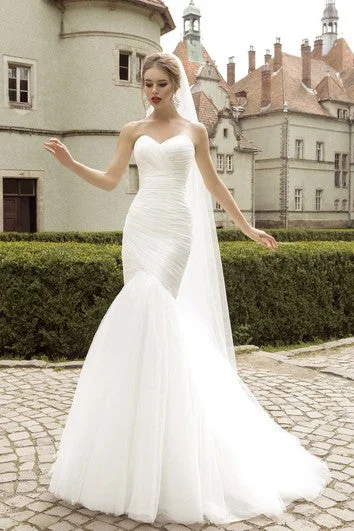 Sleeveless Dress With Cold ShoulderSweetheart Mermaid Sleeveless Floor-length Ruching Dress