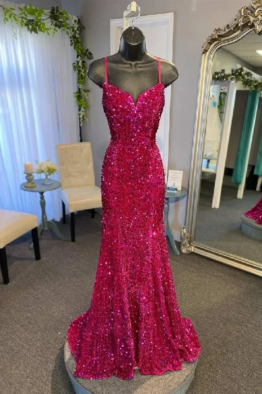 sleeveless prom dressesSequin Split Neck Mermaid Long Prom Dress gh2715