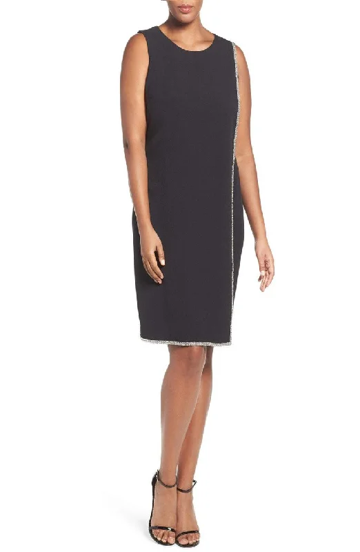 Sleeveless Dress With SequinsLondon Times - Jewel-Trimmed Sleeveless Sheath Dress L1930MSC