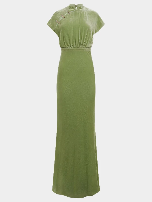 maxi dresses with embroidered patternsFabienne Long B Dress in Light Jade