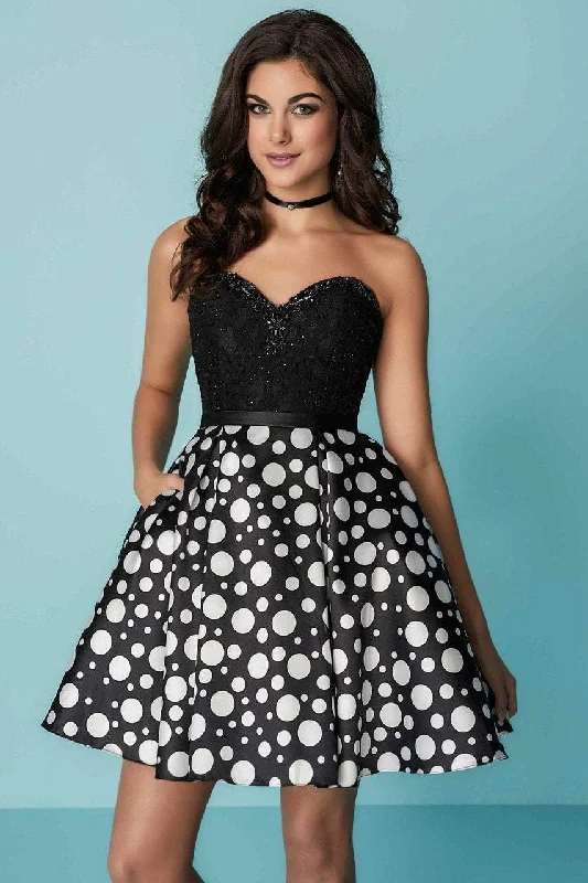 birthday party dressesTiffany Homecoming - 27160SC Strapless Printed A-Line Dress