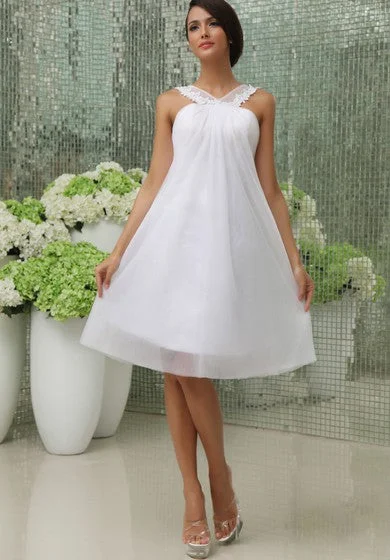 Sleeveless Dress With Halter NeckCute Sleeveless Short Dress With Chiffon Overlay