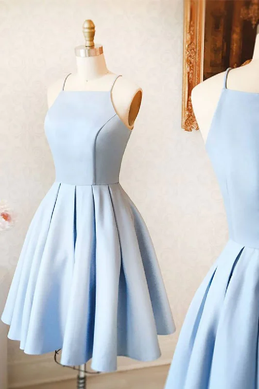 prom dresses for fallCUTE BLUE SHORT PROM DRESS, BLUE HOMECOMING DRESS gh805