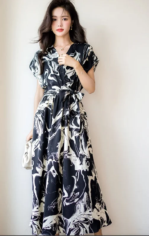 maxi dresses under $100Printed Black Long Dress