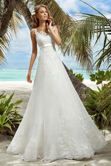 Sleeveless Dress Flower GirlA-Line Floor-Length V-Neck Sleeveless Lace-Up Organza Dress With Appliques