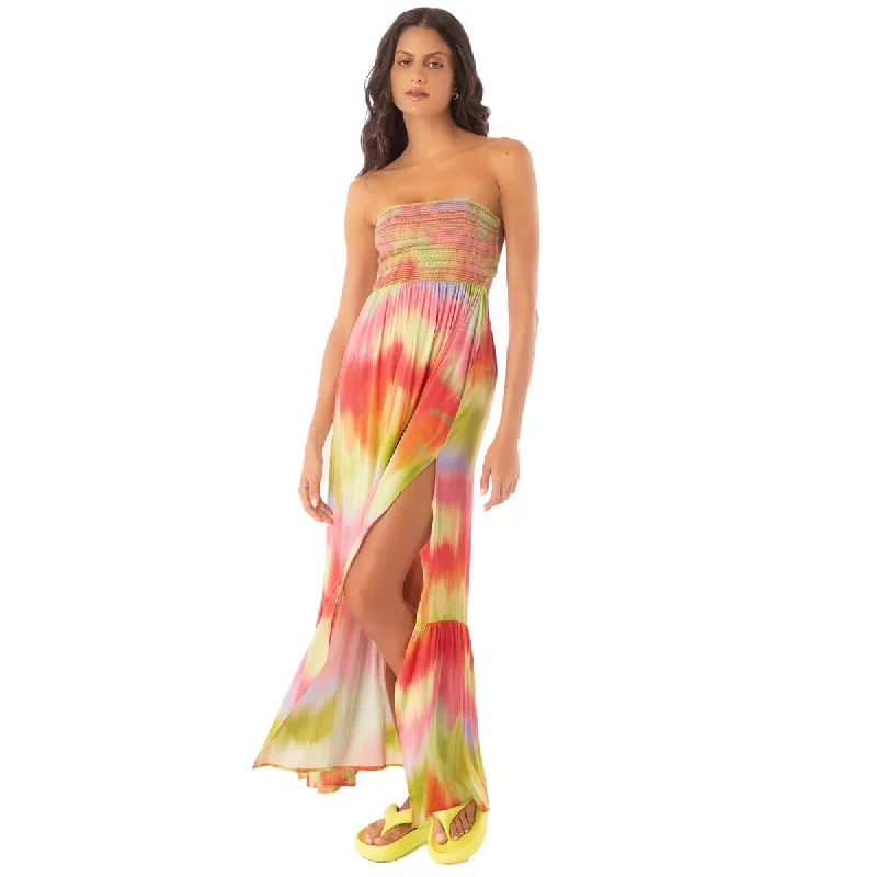 maxi dresses with adjustable strapsMaaji Lime Ombre Natasha Long Dress Cover Up - Rosa