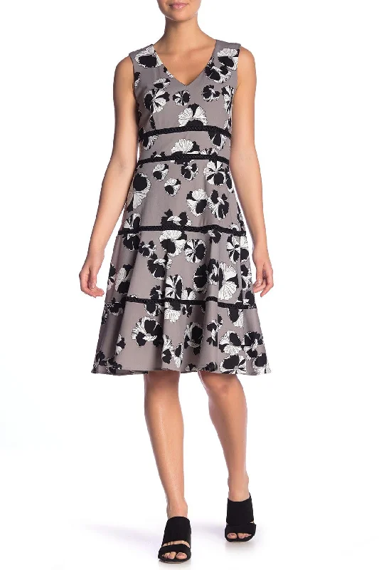 Sleeveless Dress With Short SkirtTaylor - Sleeveless Floral Stretch Crepe Dress 1169MSC