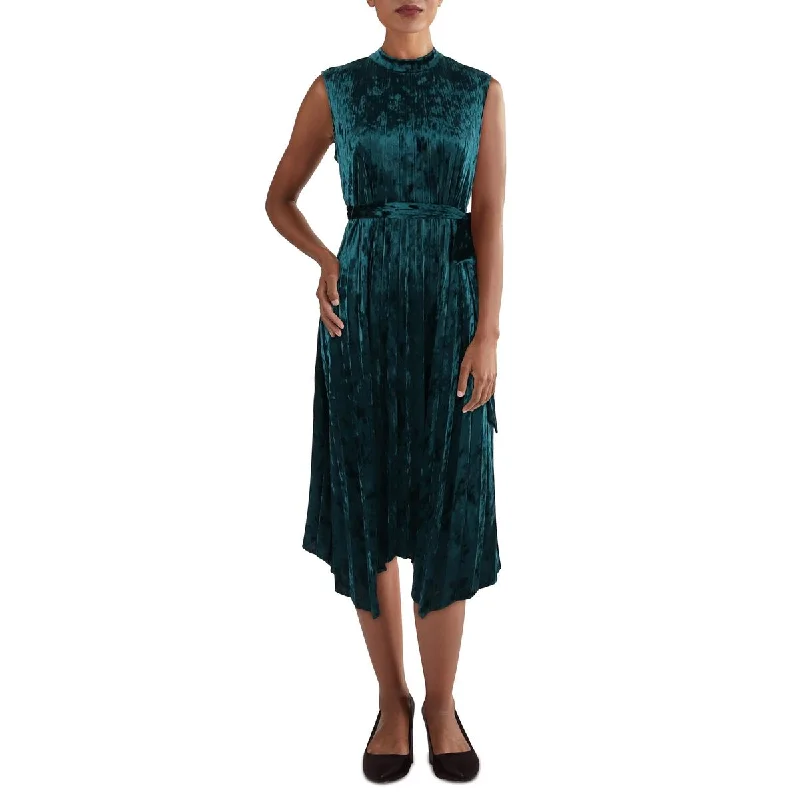 Sleeveless Dress With Sheath CutTahari ASL Womens Petites Velvet Sleeveless Fit & Flare Dress