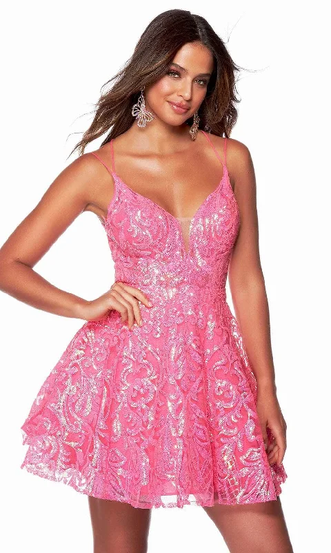 lace party dressesAlyce Paris 3125 - Sequined A-Line Homecoming Dress