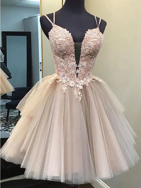 modern prom dressesShort Backless Champagne Lace Prom Dresses, Short V Neck Champagne Lace Graduation Homecoming Dresses  gh1763