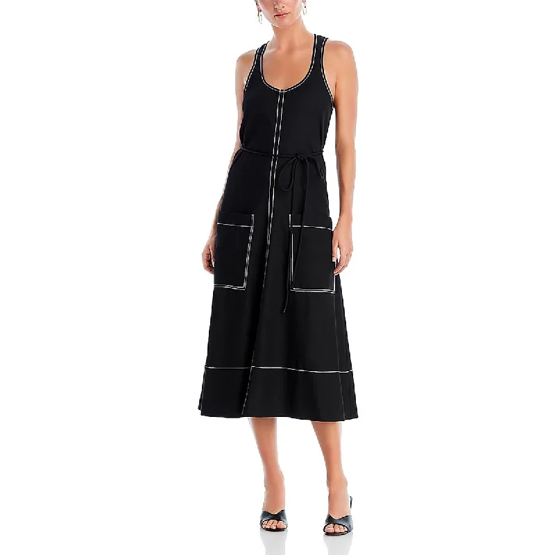 Sleeveless Dress With Button-Up BackProenza Schouler Womens Lucy Sleeveless Belted Fit & Flare Dress